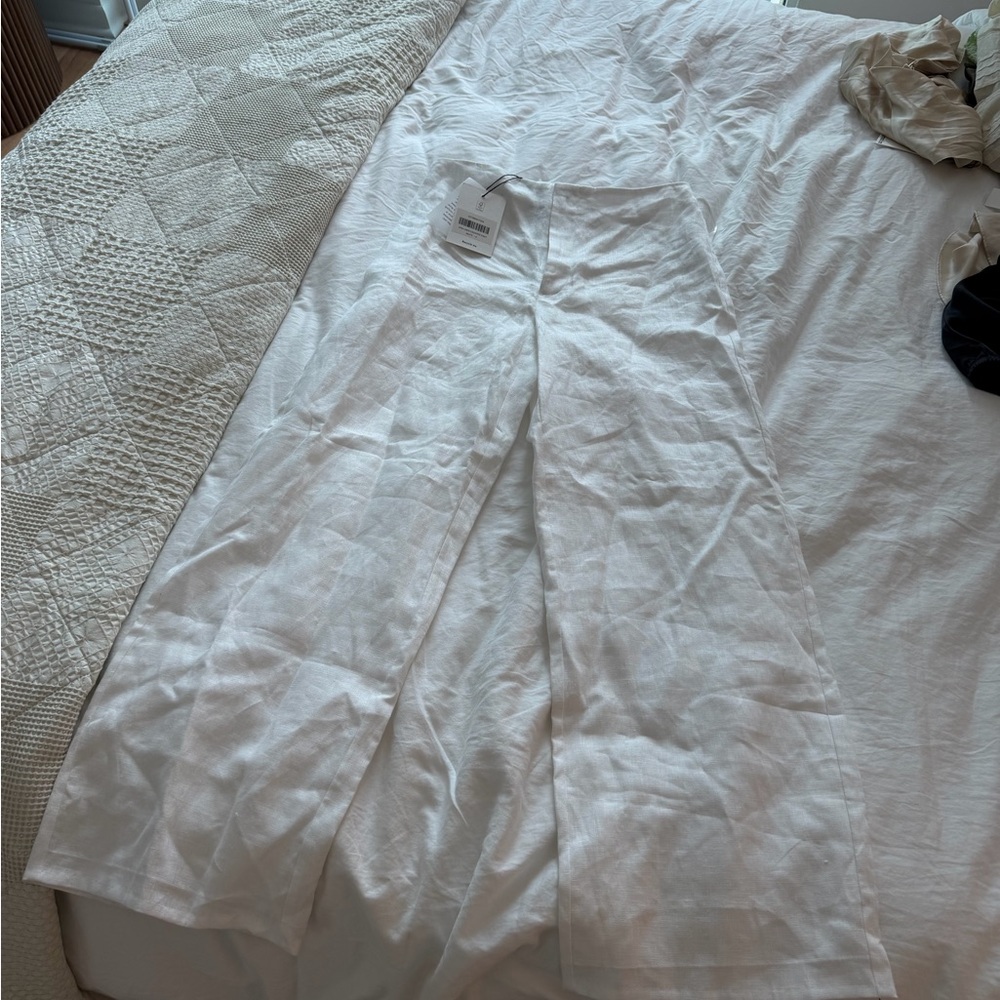 Reformation Crisp White Linen Pants LOW RISE